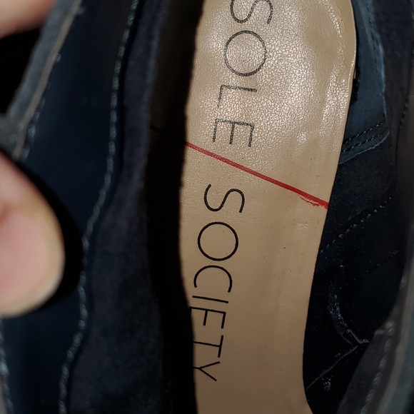 Blue Leather suede ankle boots with block heel SOLE SOCIETY - Picture 6 of 6